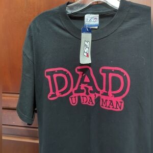 Worlds Greatest Dad T Shirt Sz M Black Red DAD U DA MAN Short Sleeve Casual NWT